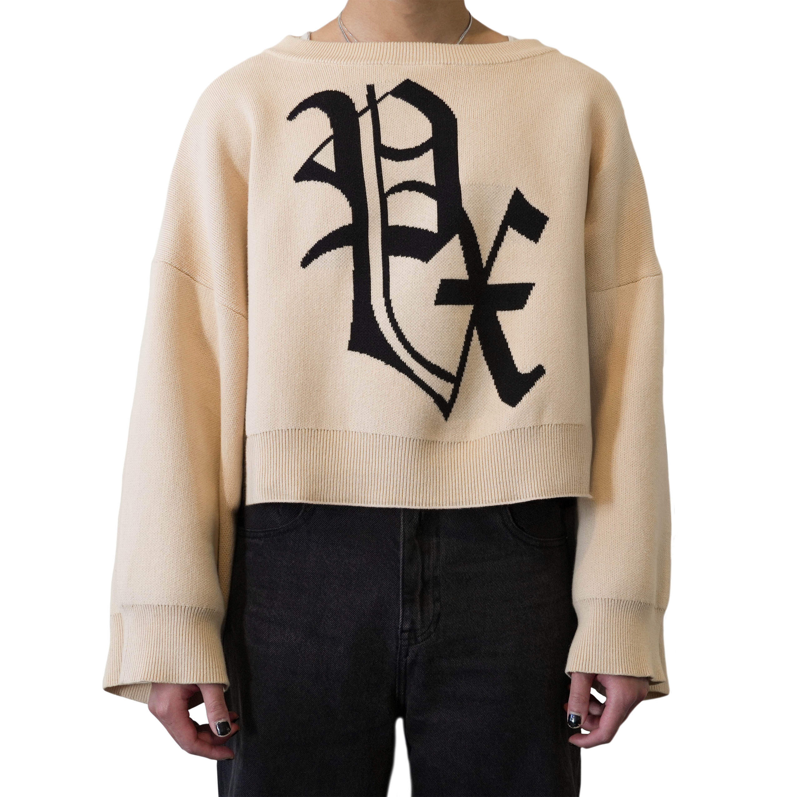 "IVORY PX BOX CROP KNIT"