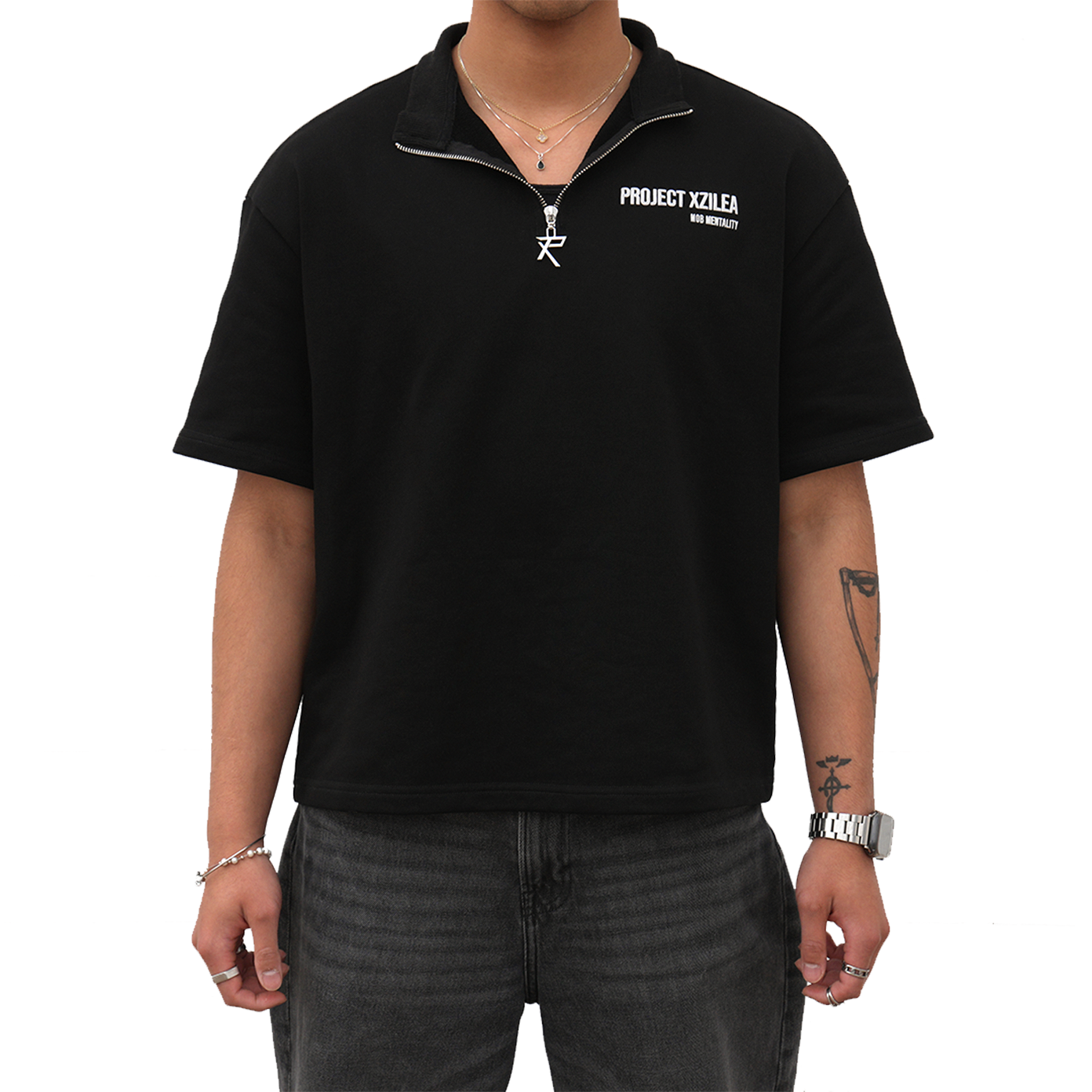 "ONYX PENDANT ZIPPER TEE"